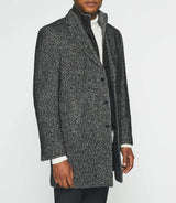Manteau ville en tweed noir ICE - IZAC