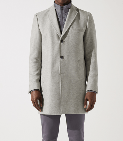 Manteau en laine et cachemire gris clair ISAO - IZAC