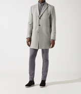 Manteau en laine et cachemire gris clair ISAO - IZAC