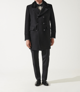 Manteau croisé col fourrure noir ISIO - IZAC