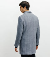 Manteau en laine avec boutons bleu