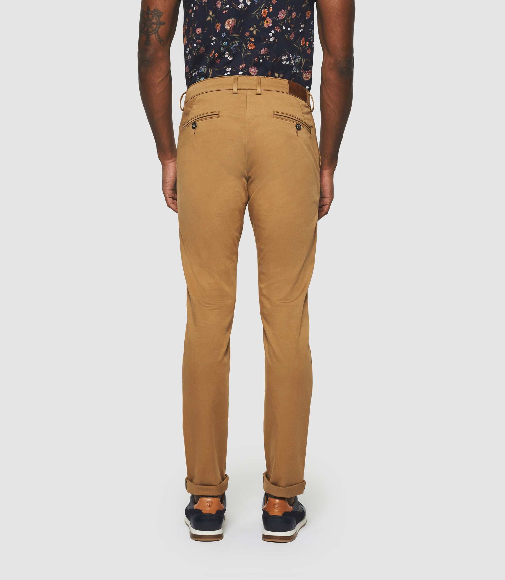 Pantalon chino satin CAMEL - IZAC