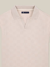 Polo col ouvert motif damier beige - IZAC