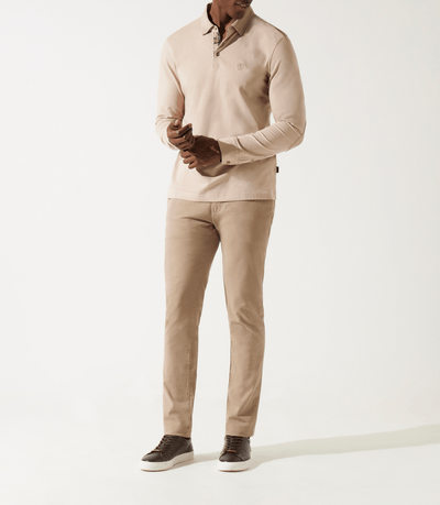 Polo beige manches longues col suède beige GARA - IZAC