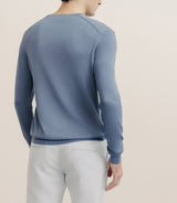 Pull col V manches longues bleu gris - IZAC
