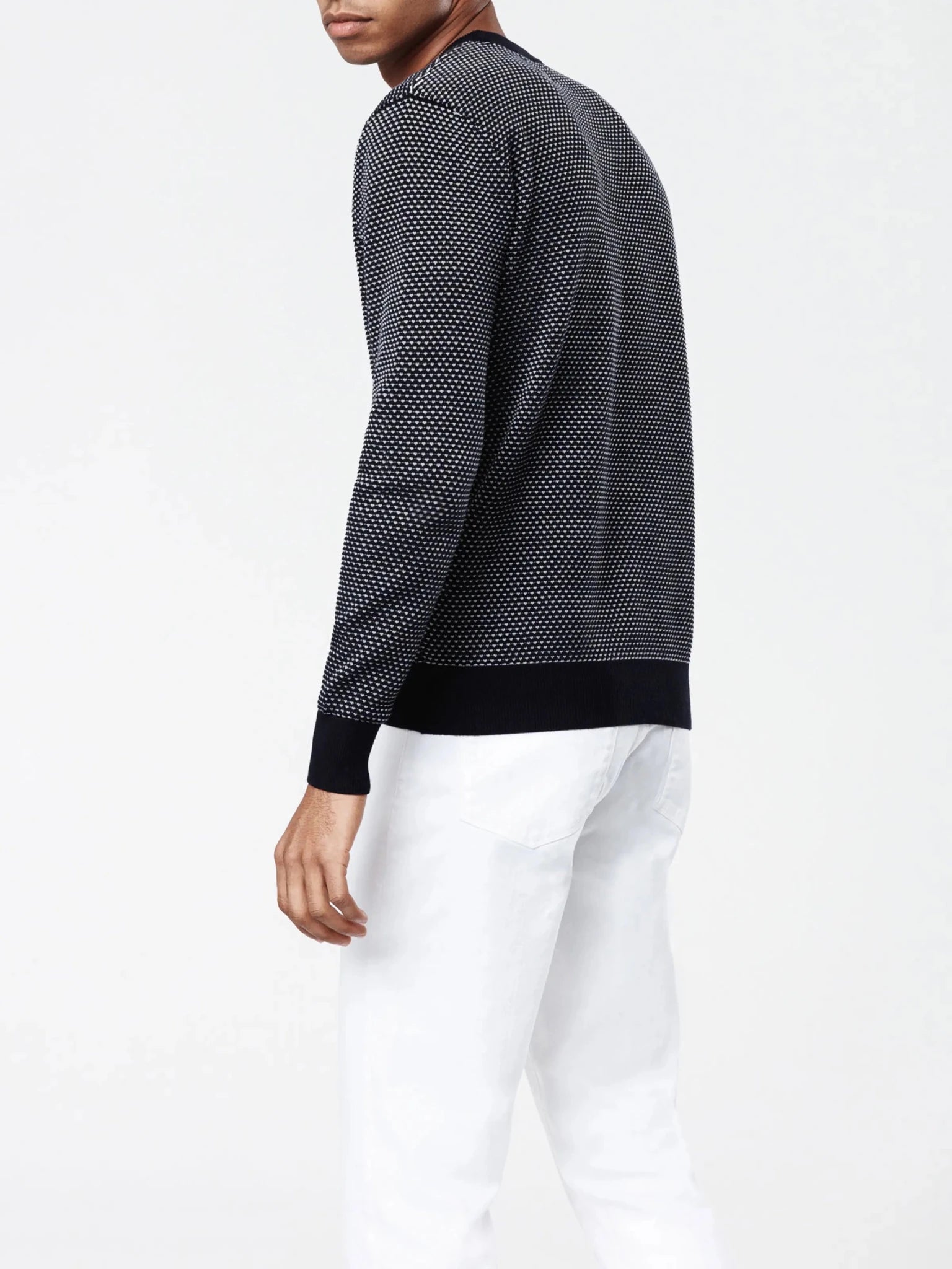 Pull col rond blanc/marine "Napoleon" - IZAC