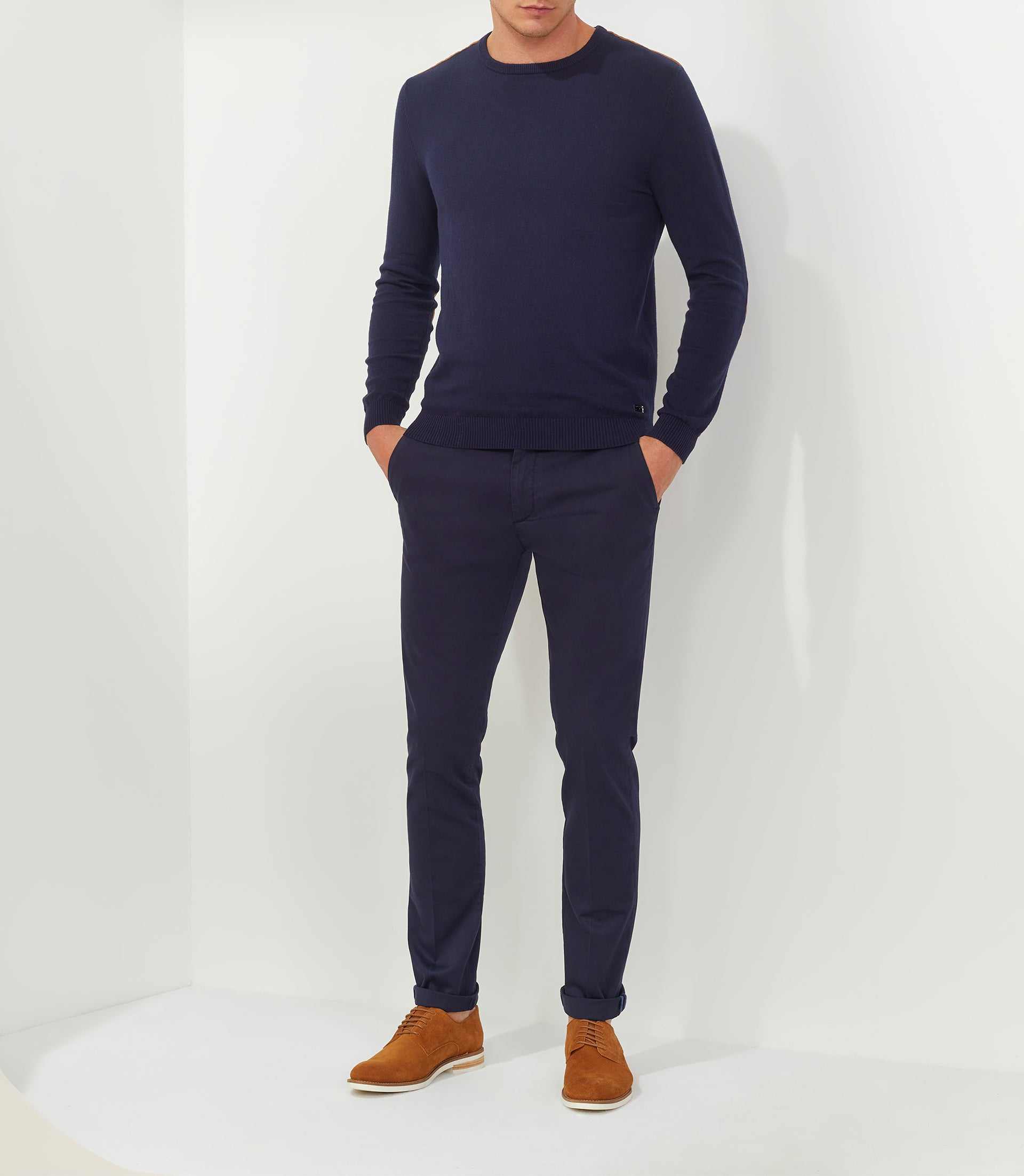 Pull col rond marine "Flavi" - IZAC