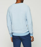 Pull col rond en coton ciel et écru DAMIAN - IZAC