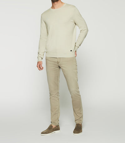 Pull col rond en coton cachemire vert clair DRISS - IZAC