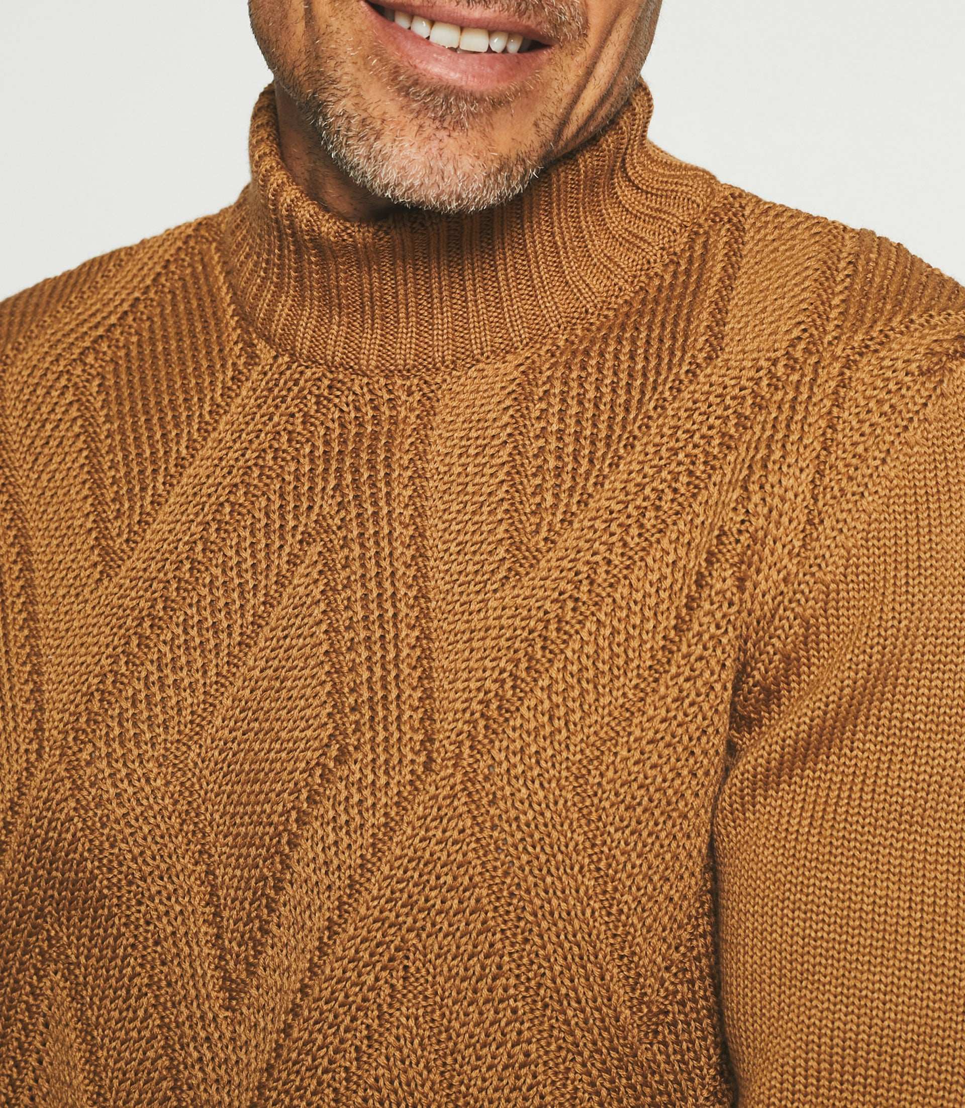 Pull col montant camel BELLINO - IZAC