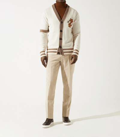 Gilet boutonné brodé écru - IZAC