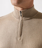 Pull col zippé camionneur beige foncé - IZAC