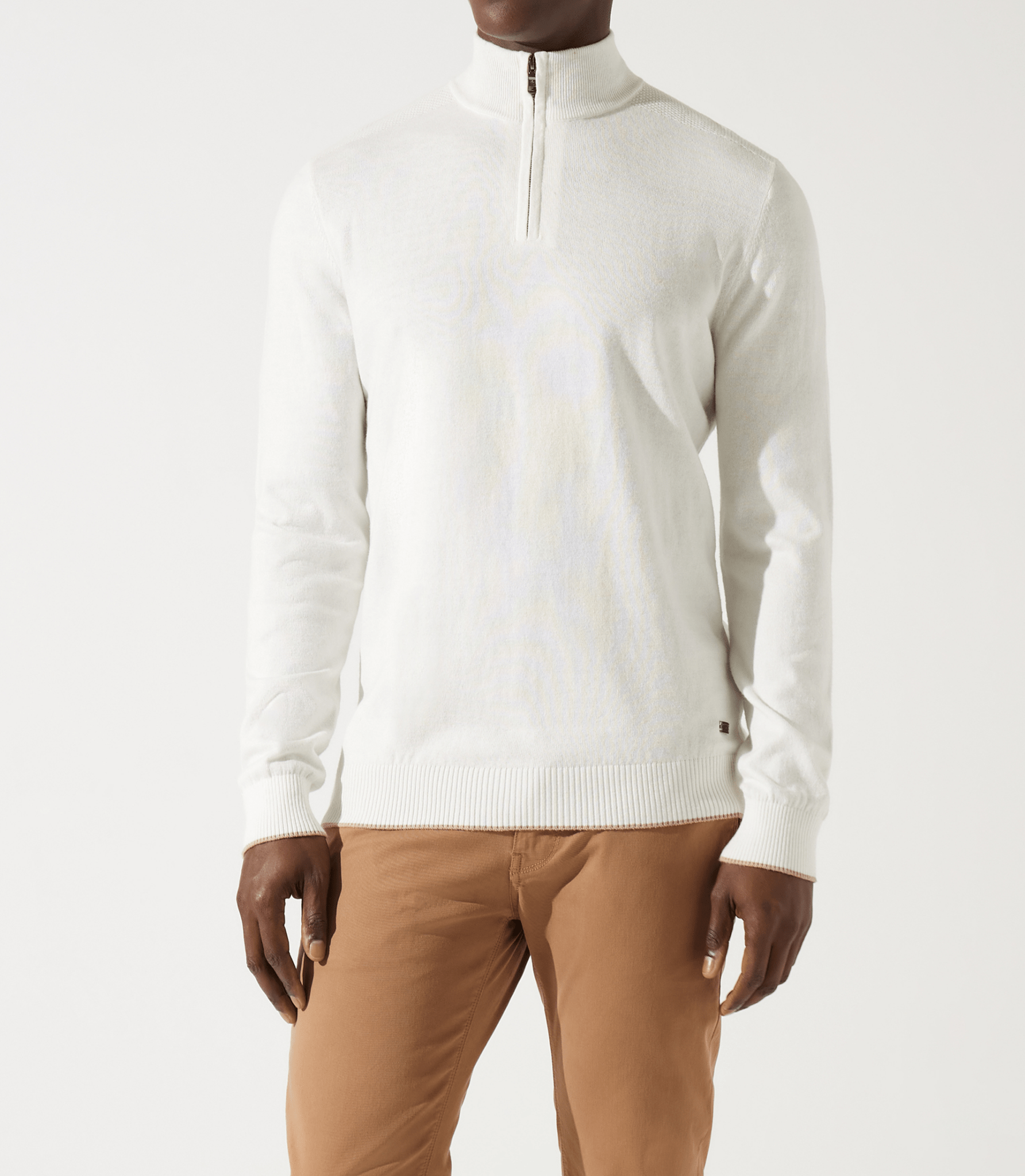 Pull col zippé camionneur écru - IZAC