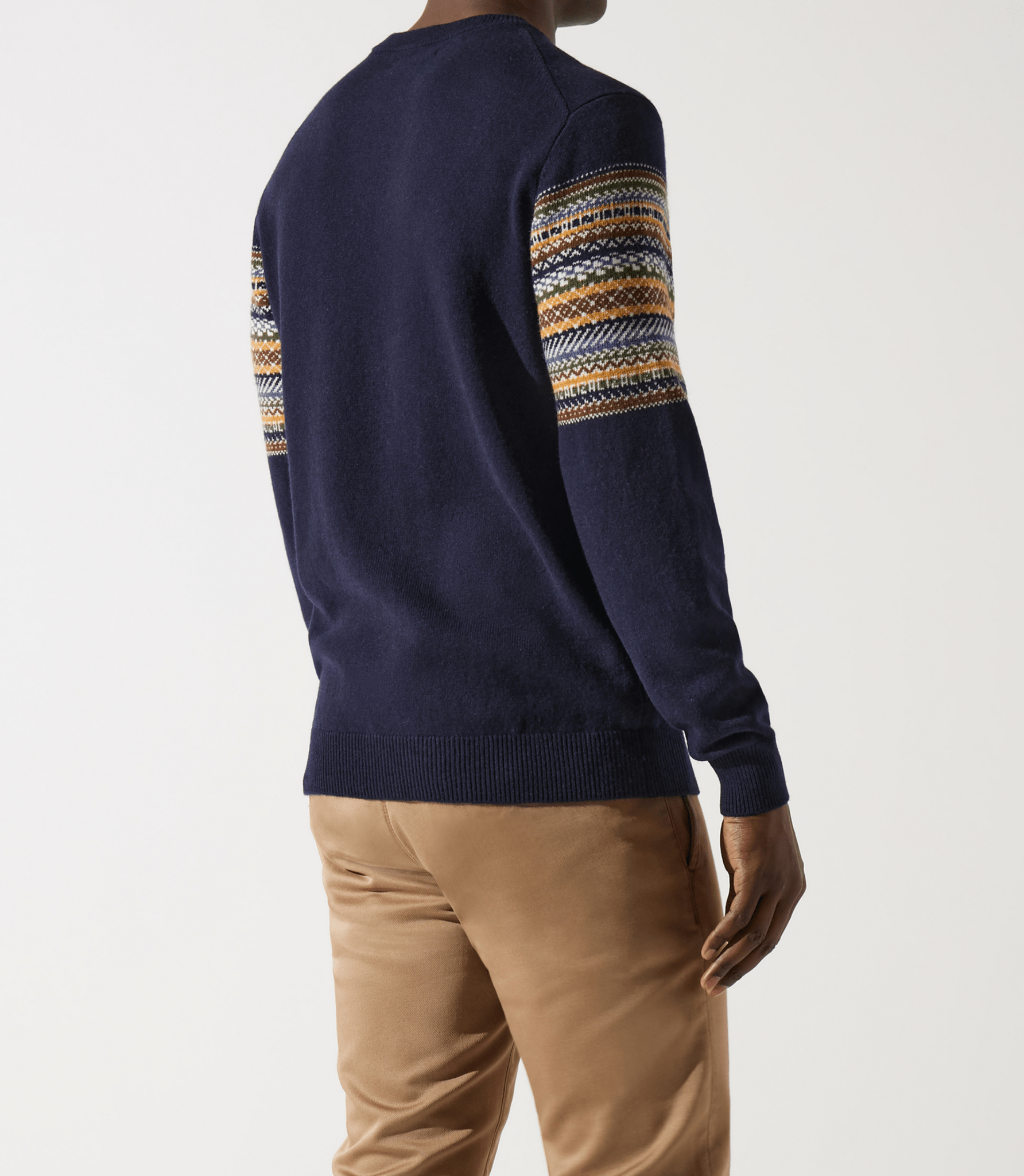 Pull col rond en jacquard marine - IZAC