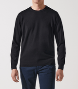 Pull col rond noir 100% mérinos - IZAC