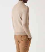Gilet zippé col rond mix matière beige - IZAC