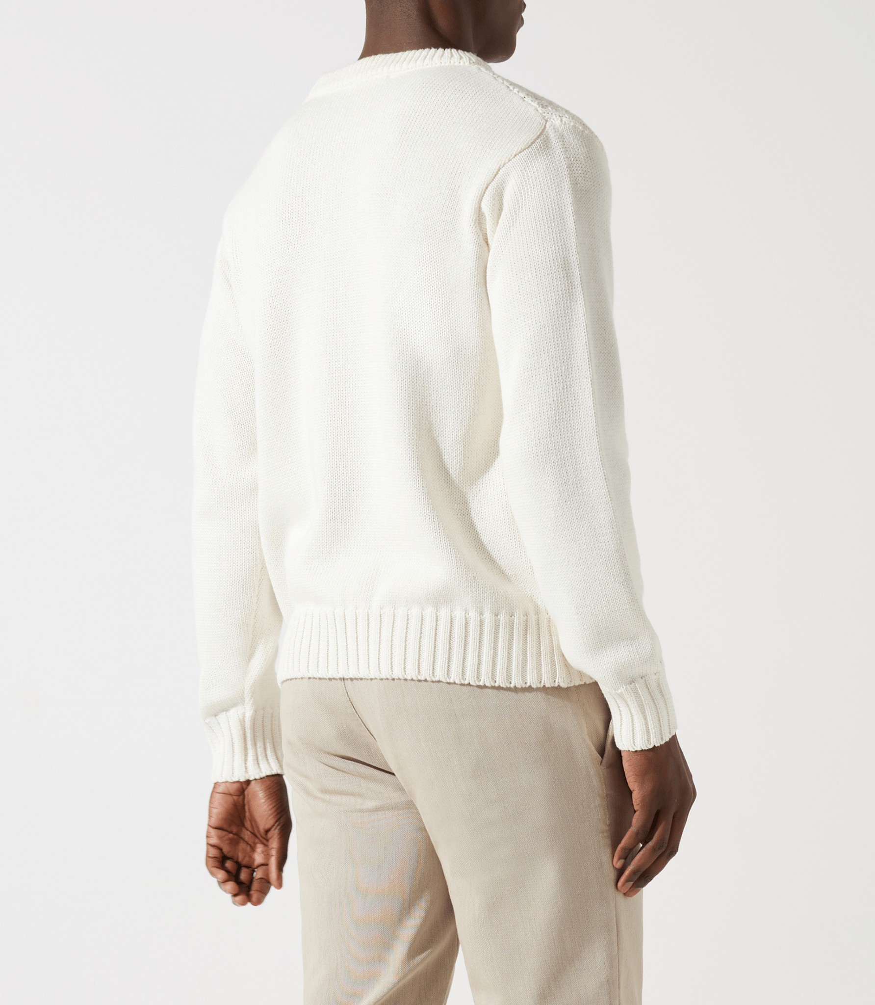 Pull col rond rayé écru - IZAC