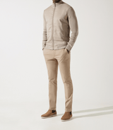 Gilet zippé col rond mix matière beige - IZAC