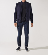 Gilet zippé col rond mix matière marine - IZAC