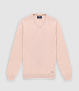 Pull col v rayé beige rose - IZAC