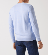 Pull col v rayé bleu ciel - IZAC