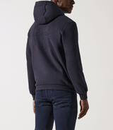 Sweat zippé brodé à capuche marine - IZAC