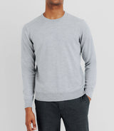 Pull en laine mérinos col rond gris - IZAC