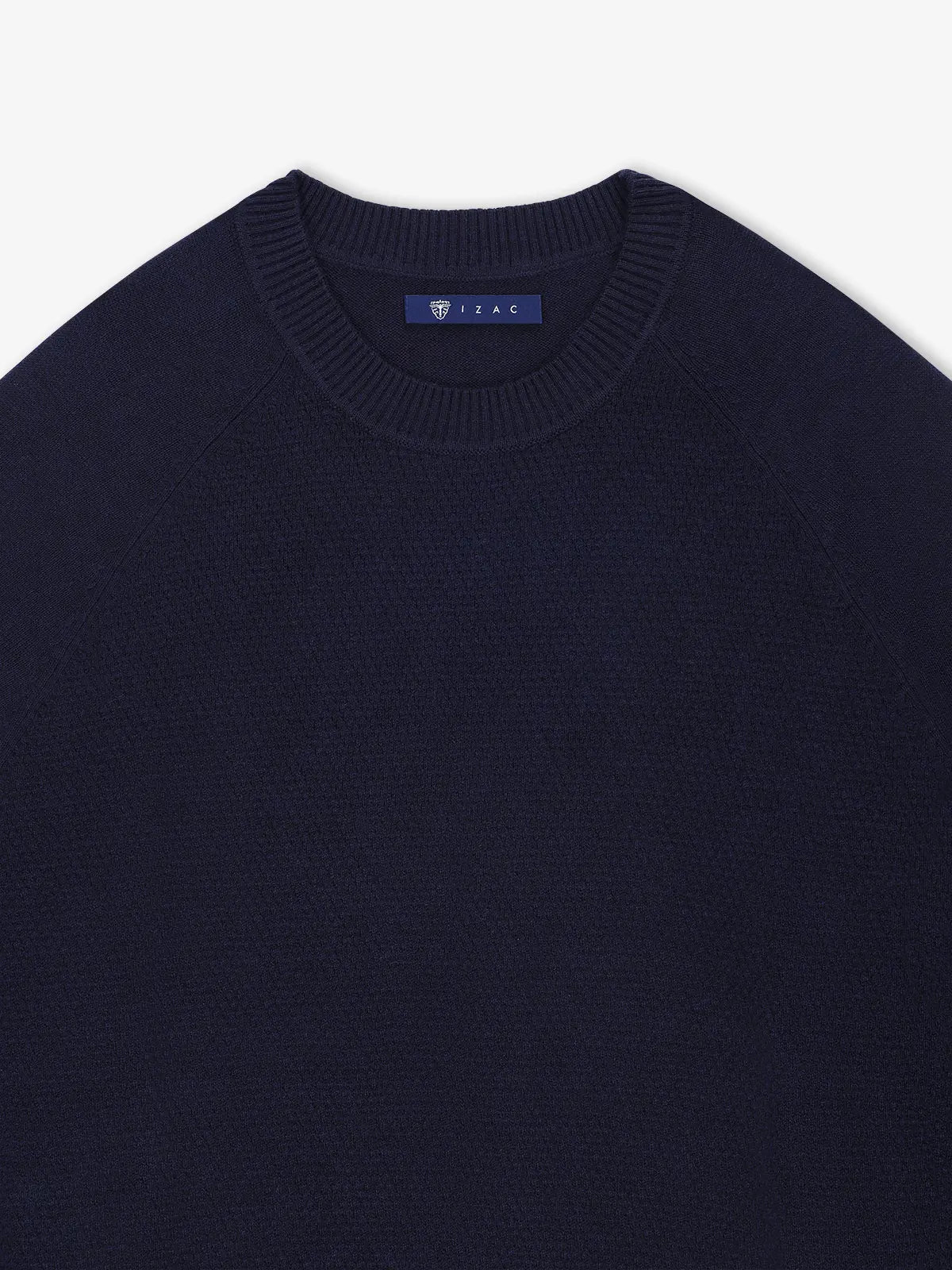 Pull col rond jeux de point marine - IZAC