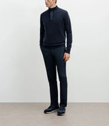 Zipped and buttoned pull 100% marine cashmere