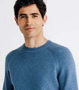 Pull col rond jeux de point indigo - IZAC