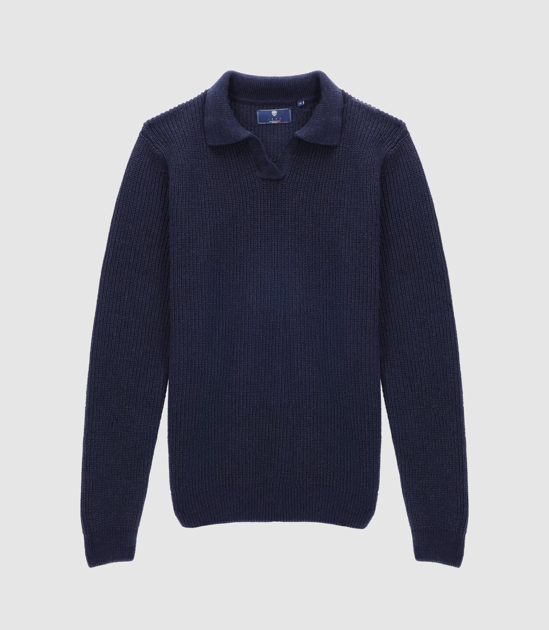 Pull col polo ouvert marine - IZAC