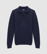 Pull col polo ouvert marine - IZAC