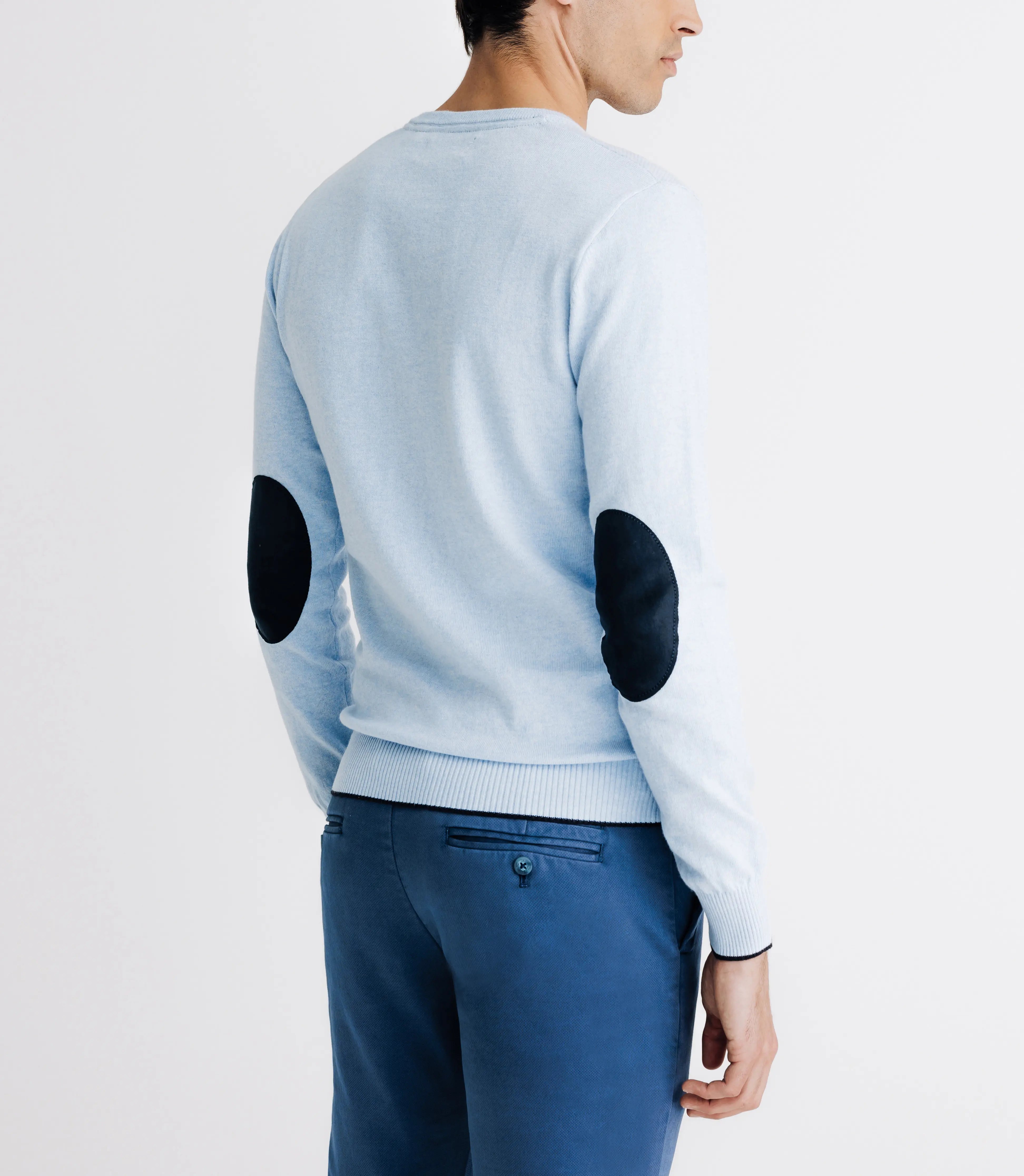 Pull col V manches longues bleu ciel - IZAC