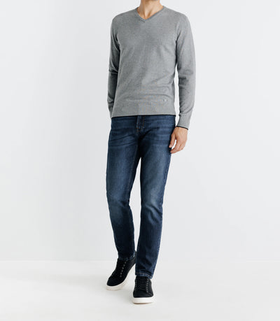 Pull col V manches longues gris - IZAC