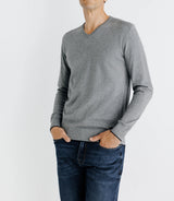 Pull col V manches longues gris - IZAC