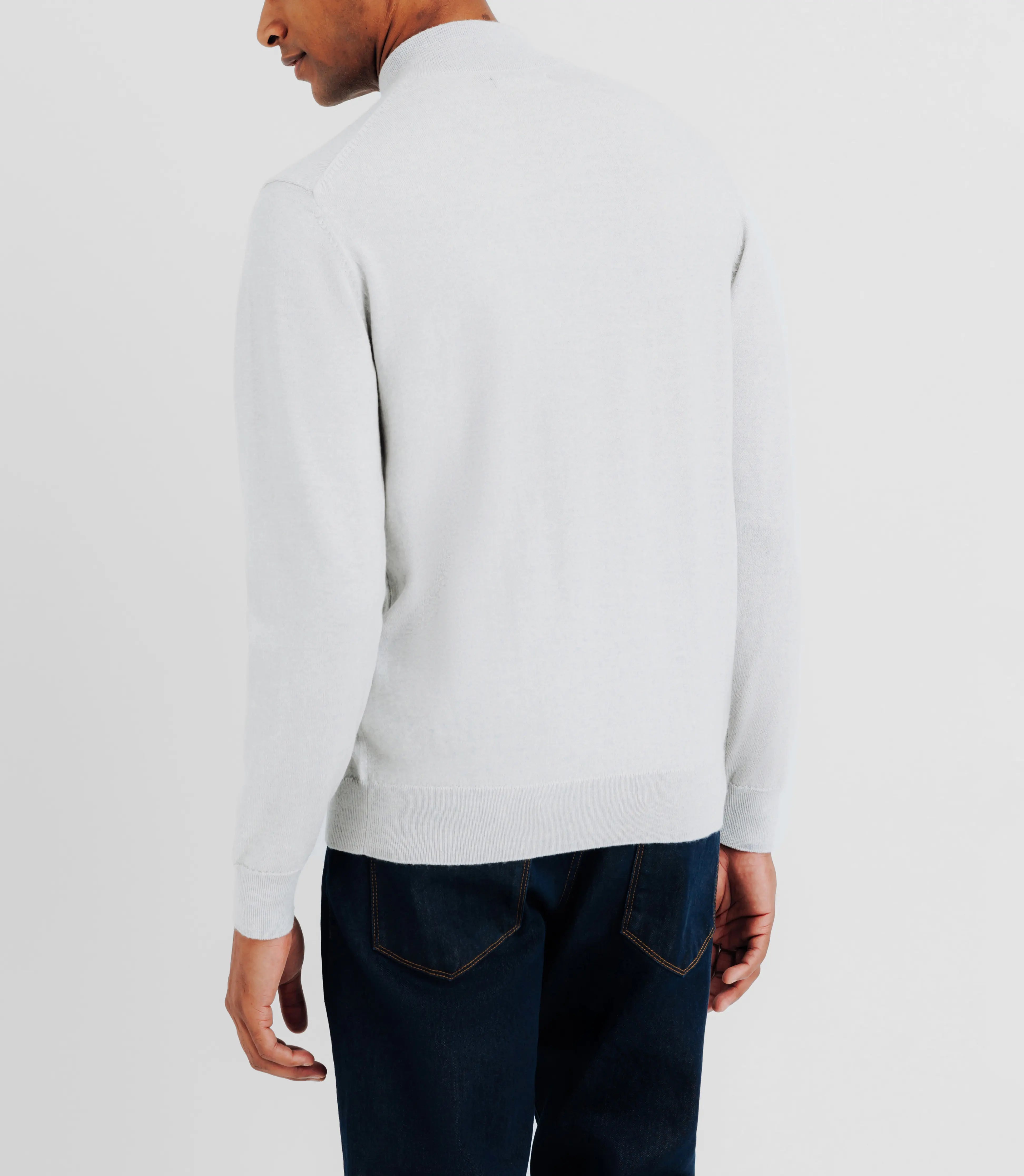 Pull en laine mérinos avec demi zip gris - IZAC