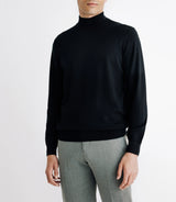 Pull en laine mérinos col cheminée noir - IZAC