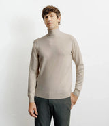Pull col roulé en laine mérinos beige - IZAC