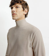 Pull col roulé en laine mérinos beige - IZAC