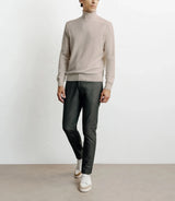 Pull col roulé en laine mérinos beige - IZAC