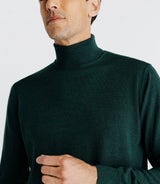 Pull col roulé en laine mérinos vert - IZAC