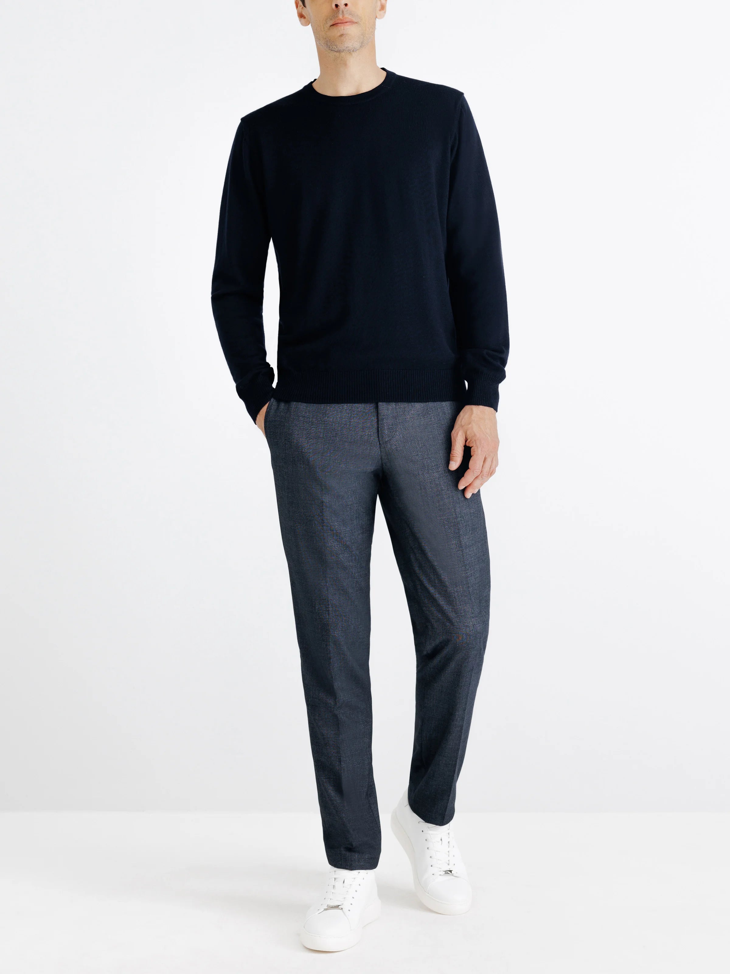 Pull col rond marine - IZAC