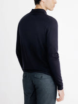Pull col zippé en maille marine - IZAC