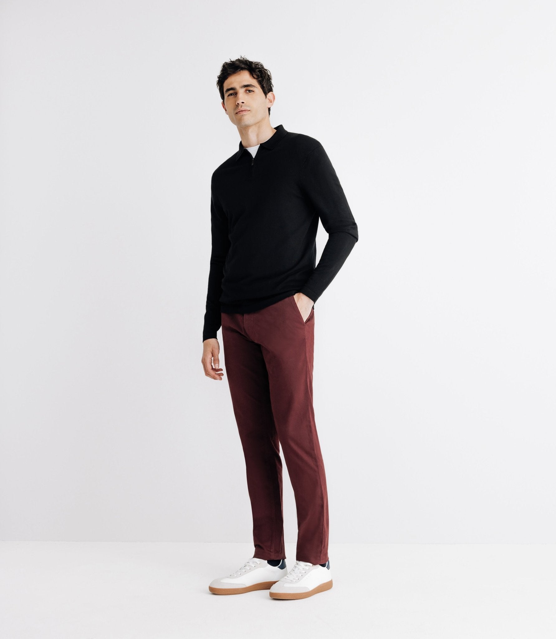 Pull col zippé en maille noir - IZAC