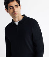 Pull col zippé en maille noir - IZAC