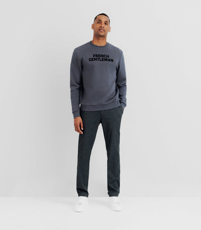 Pull sweat avec broderie anthracite - IZAC