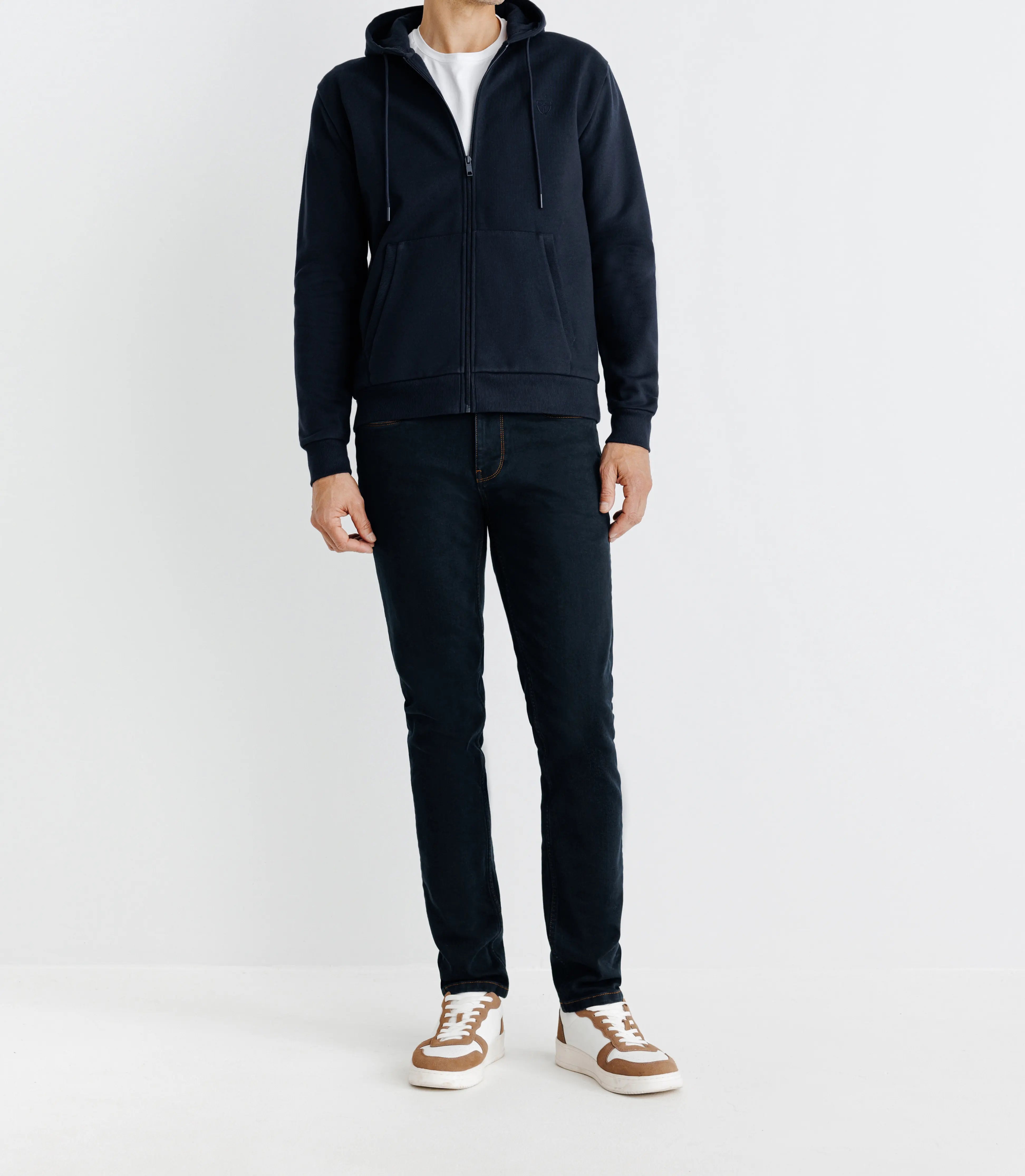 Pull gilet à capuche marine - IZAC
