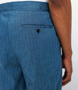 Pantalon ville rayée en lin bleu indigo - IZAC