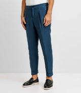 Pantalon ville en lin bleu indigo - IZAC