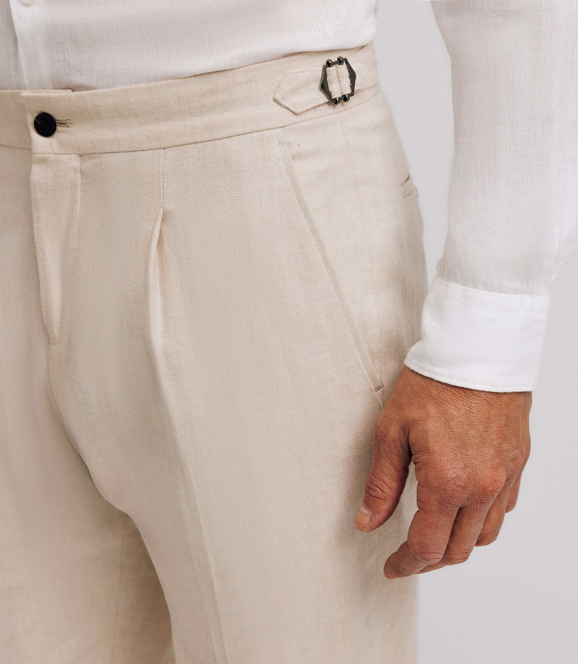Pantalon ville en lin beige - IZAC